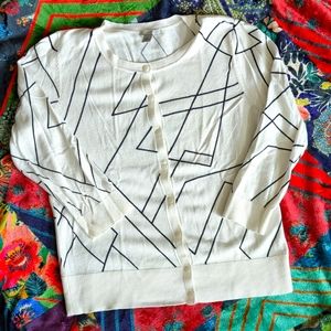 Halogen Abstract Lines Button Down Cardigan